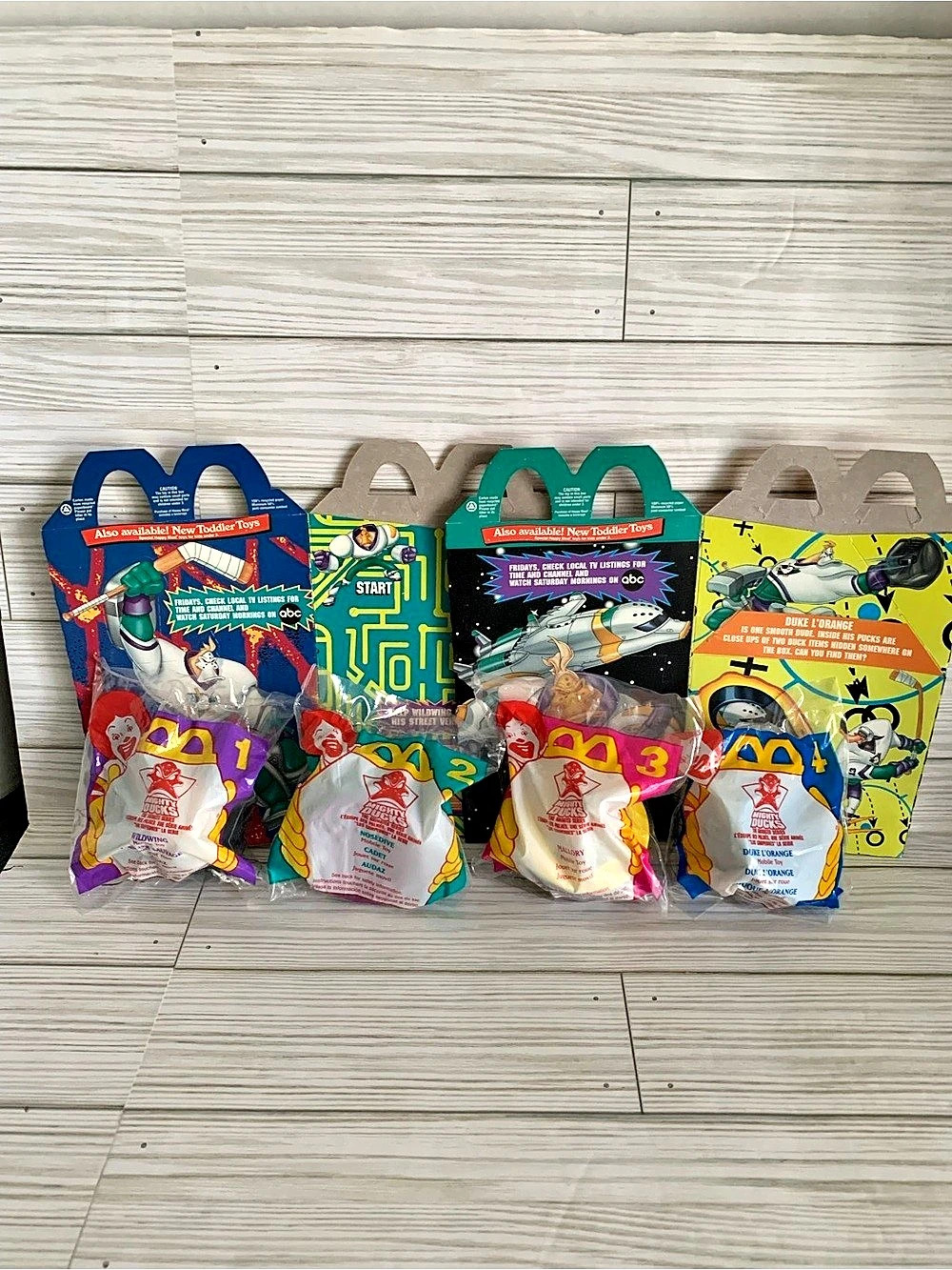 Vintage McDonald's Mighty Ducks The Animated Series Happy Meal Toys Set of 4 NIP